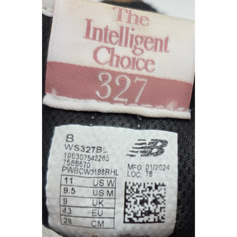 New Balance 327 Womens Black White Suede Nylon Retro Running Shoes WS327KC - Picture 9 of 9